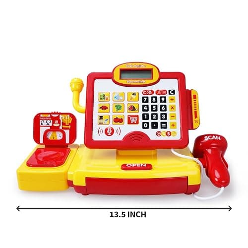 FS Toy Cash Register for Kids, with True Barcode Scanner & Calculator Toys, Pretend Play for Toddlers 3-5, Shopping Playset, Kids Cash Register with Credit Card for Boys and Girls thumbnail 3