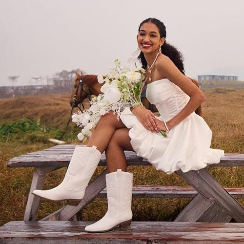 DREAM PAIRS Women's Cowboy Boots Pull On Cowgirl Boots Mid Calf Western Boots, Available in Regular and Wide Calf thumbnail 7
