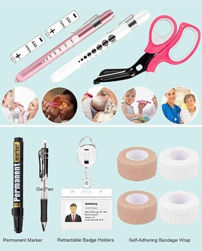 MEUUT 15 pcs Stethoscope Case Kits, Perfect Nurse Gift Include Stethoscope Case, Penlights, Medical Scissor, Bandage Wraps, Badge Holders for Nurse Student thumbnail 6