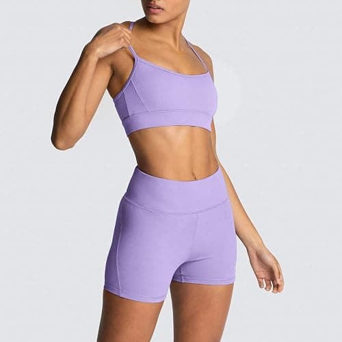 IMEKIS Women's Workout Sets 2 Piece Yoga Outfit High Waisted Biker Shorts Leggings Sports Bra Gym Fitness Clothes Tracksuit thumbnail 4