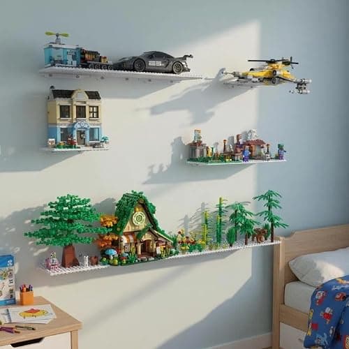 LRANFOW 6 Floating Shelves for Wall Display Compatible with Lego Building Bricks, 4.9mm16x13 Studs for Toy Brick Storage and Display, Dual‑Sided Display Shelf for Room Decor thumbnail 8