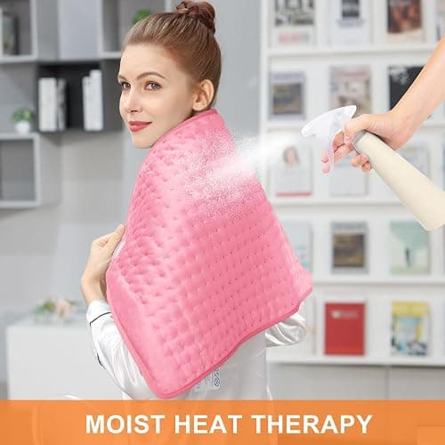 Heating Pad,Electric Heating Pads,Heating Pad for Back,Pink,40x20 Inch | Heating Pads for Shoulder,Neck,Abdomen,Knee,Arms,Legs,Heat Pad for Birthday Father Mother Gift Women Men,6 Heat Settings thumbnail 9