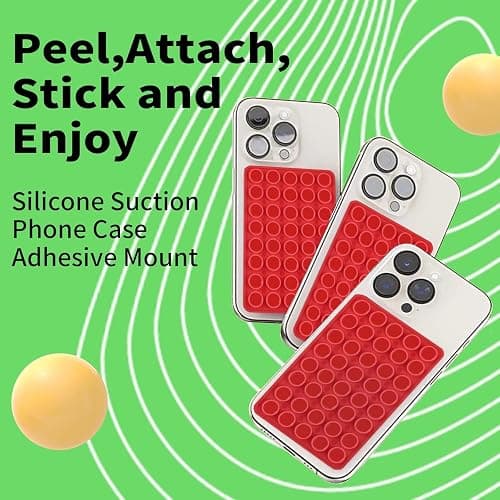 Suction Phone Mount Double Sided Octo Buddy for MagSafe Case, Silicone Sticky Grip Secure Holder for iPhone, Hands-Free Taking Photo/Recording Video/Live Streaming for Instagram Influencer（red） thumbnail 3