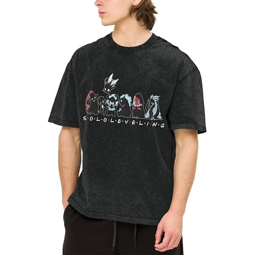 Solo Leveling Retro Dropped Shoulder Street Casual Loose Washed Short-Sleeved T-Shirt - Image 1
