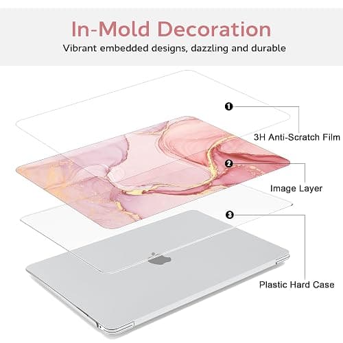 B BELK Compatible with MacBook Air 13 inch Case 2021 2020 2019 2018 M1 A2337 A2179 A1932 Touch ID,Plastic Laptop Hard Shell+2 Keyboard Cover+Screen Protector for MacBook Air 13.3 inch Case,Pink Marble thumbnail 6
