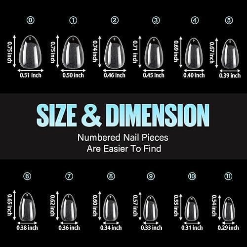 TOMICCA Short Almond Nail Tips, 240Pcs Half Matte Soft Acrylic Nail Tips, 12 Sizes Acrylic Pre-Shaped Nails, Full Cover False Nails Almond Press on Nails Short Fake Nails for Extension Nail thumbnail 9