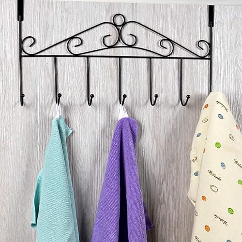 eywlwaar Over The Door Hooks Door Hanger Heavy Decorative Metal Rack for Home Use Hats Coats Key Bag Clothes Scarfs Door Hook thumbnail 2