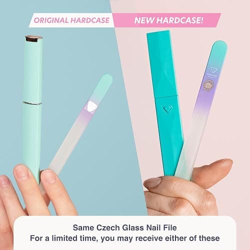 Bona Fide Beauty Czech Glass Nail File with Case in Pastel Green Violet | Crystal File for Natural Nails with Protective Case, Nail Care Tool Gifts for Women, Fine Grit Gentle Nail Care thumbnail 2