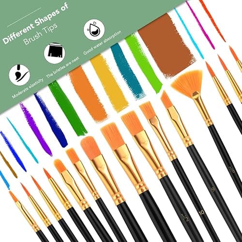 AROIC Acrylic Paint Brush Set,1pack/15pcs Nylon Hair Acrylic Painting Brush,Watercolor Rock Face Painting Brush, Artist Craft Brush Supplies, Paint Brush Set for All Purposes Children Adult Painting. thumbnail 5