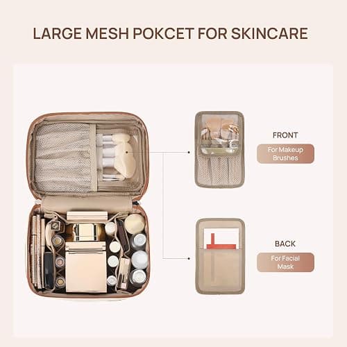 Telena Large Makeup Bag, Travel Toiletry Bag for Women, Vegan Leather Makeup Organizer Case Cosmetic Bag for Travel Essentials thumbnail 2