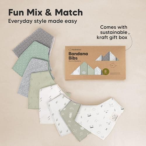 KeaBabies 8-Pack Organic Baby Bandana Bibs for Boys, Girls - Super Absorbent Triangle Baby Bibs for Drooling and Teething Infant, 100% Cotton Extra Soft for Newborn, Infant 0-36 Months (Nordic) thumbnail 9