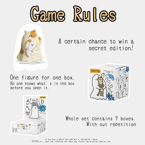 52TOYS Ghody - Behold My Cat Blind Box, Whole Set 9Pcs Collectible Toy Kawaii Action Figures Creative Gift Room Decor Desktop Decoration 1.85 Inch, Gift for Birthday Party thumbnail 4