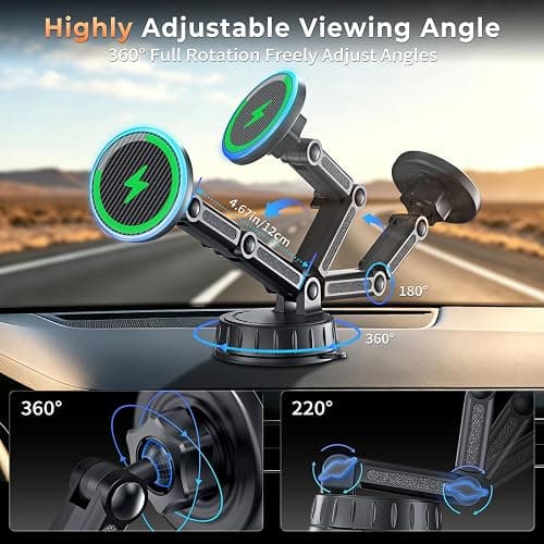 for MagSafe Car Mount Charger, Strong Magnetic Phone Holder for Your Car | Magnetic Adjustable Wireless Car Charger Fast Charging, Stable Phone Mount for Dash/Windshield, fits Phone 17 16 15 14 13 12 thumbnail 6