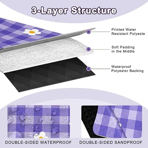 Extra Large Picnic Blanket Waterproof,80"x 80"Foldable Machine Washable Beach Blanket,Outdoor Blanket for 6-8 Adults,Suitable for Indoor Crawling,Park Beach,Camping,Hiking,Family Travel(Purple) thumbnail 7