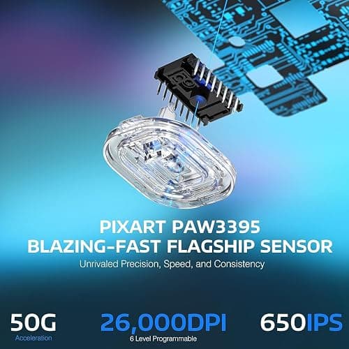 MANBASNAKE Attack Shark X3 Wireless Gaming Mouse, 49g Lightweight Triple Mode Ergonomic Computer Mouse, PAW3395 26K DPI Sensor, 200h Battery Life, Griptape Programmable Buttons for PC/Laptop/Mac/Win thumbnail 6