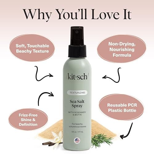 Kitsch Sea Salt Spray for Men and Women | Hair Spray with Rosemary, Biotin, Magnesium – Hair Texturizer for Natural Curls and Beach Waves | Ideal Gifts for Women, 177 mL thumbnail 3