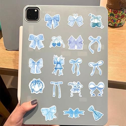 GUBPHK 50 Pcs Bows Stickers,Blue Bow Decal Vintage Aesthetic Stickers,Vinyl Waterproof Blue Bows Sticker for Water Bottle Laptop Phone Journal Gifts for Girl Women thumbnail 6