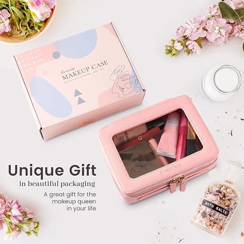 Aveniee Clear Makeup Bag Organizer, Travel Toiletry Bag for Women, Waterproof Cosmetic Pouch with Zippers,Car Accessories Organizers and Storage Case,Pink thumbnail 6