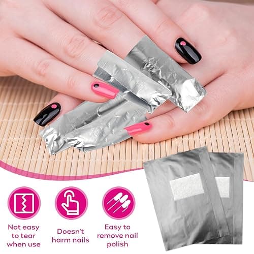 400 pcs Nail Foil for Acetone Nail Polish Remover, Soak Off Nail Wraps | 3.5 x 2.6 Inches. Aluminium Soak Off Foils. with Pre-attached Lint Free Larger Cotton Pad. thumbnail 3