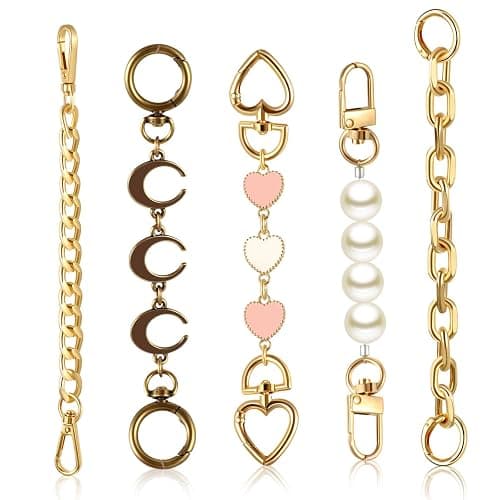 5 Pcs Bag Extender Chain Purse Strap Extender Gold Metal Bag Replacement Chain for Handbag Crossbag ShoulderBag Making Supplies Purse Chains Accessories(Stylish) - Image 1