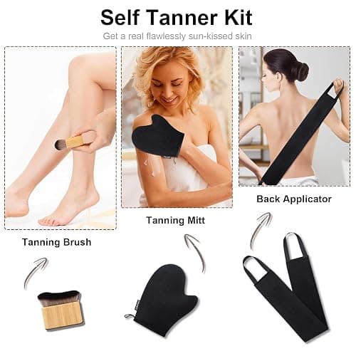 3 in 1 Self Tanning Mitts Self Tanner Mitt Applicator Kit - Tanning Glove for Self Tan Mitt, Tanning Brush for Self Tan Brush Back Tanning Applicator Kabuki Body Brush Self Tanner Back Applicator thumbnail 2