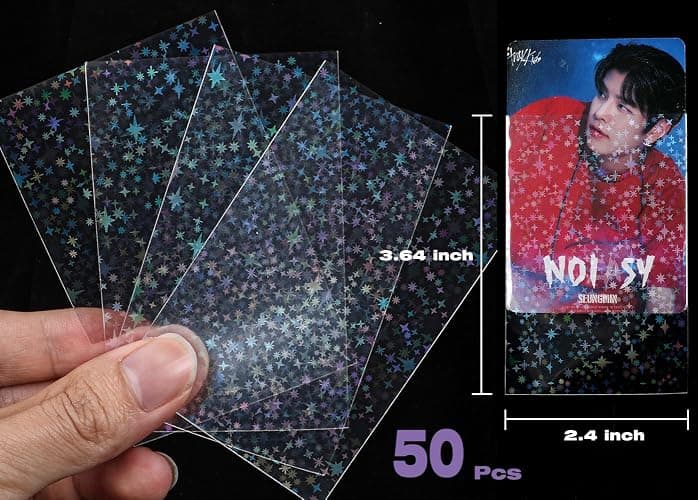 6 Kpop Photocard Holder Keychain Toploaders,6 Wrapped Gift Sets，50 Holographic Card Sleeves for Trading Cards,35Sheets Deco Stickers,2 Pcs Cute Little Pendant (Star II) thumbnail 2