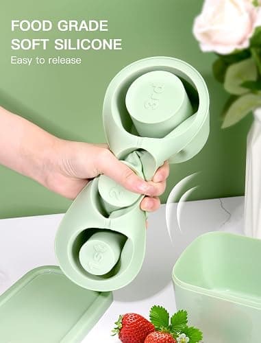 Ukulork Ice Cube Tray for Tumbler, 3 Pcs Silicone Hollow Cylinder Ice Mold with Lid and Bin for Freezer, Ice Drink, Juice, Whiskey, Cocktail, 20Oz, 30Oz, 40Oz,Valentines Gifts(Green, 40 Oz) (Green) thumbnail 5