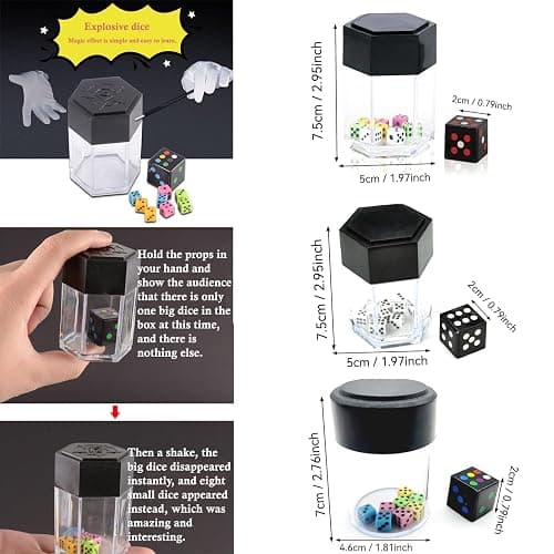 sumrica Magic Exploding Dice Set (3 Pack,Black) Changing Bursting Magic Dice,Close up Magic Tricks,Stage Performance&Prank Trick for Halloween Christmas Party, Funny Gag Toy&Collectible for Magicians thumbnail 3