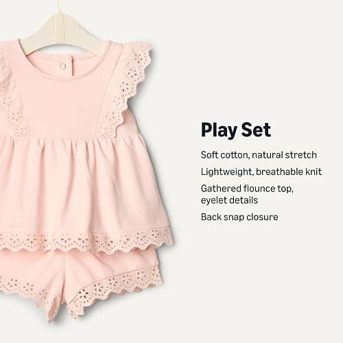 Amazon Essentials x Sofia Grainge Toddlers and Baby Girls' Eyelet Short & Top Set thumbnail 2