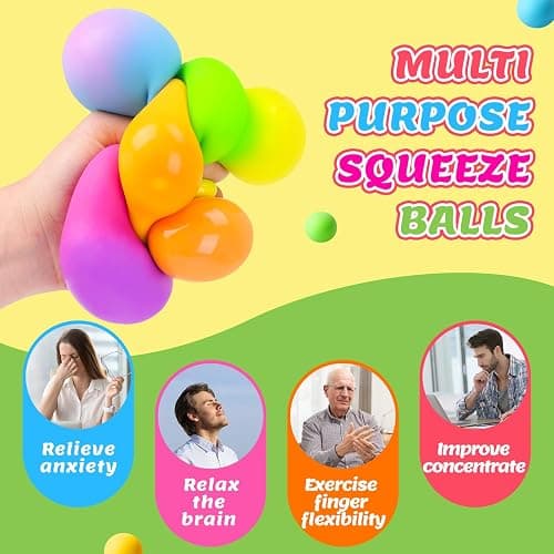 Stress Balls 4 Pack for Adults and Kids, Color Changing Squeeze Toys | Sensory Toys for kids with Autism, Squishy Fidget Toys for Stress and Anxiety Relief, Squishies Squeeze Prize for Classroom thumbnail 6