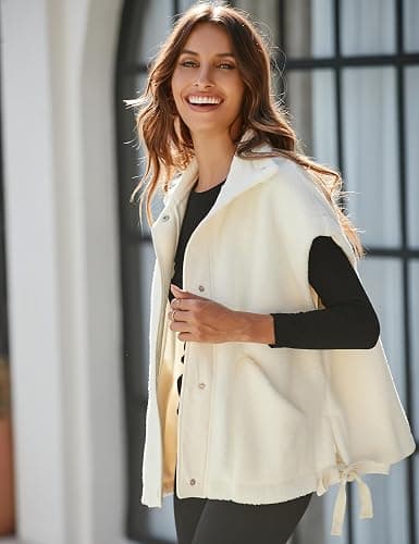 Yeokou Women's Fleece Vest Casual Sleeveless Button Down Winter Warm Sherpa Jacket with Pockets thumbnail 5