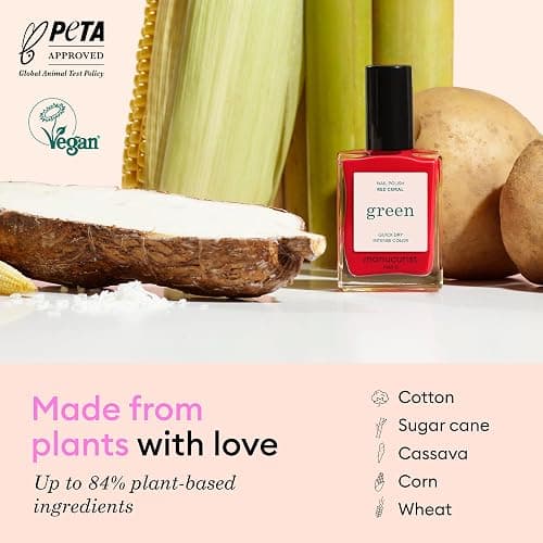 Manucurist Green Bohème Brown Red Natural Nail Polish | Long Lasting Nail Polish and Quick Dry Nail Varnish with Classic Manicure Effect - Vegan, 9-Free, Plant-Based, 0.5 fl oz thumbnail 4