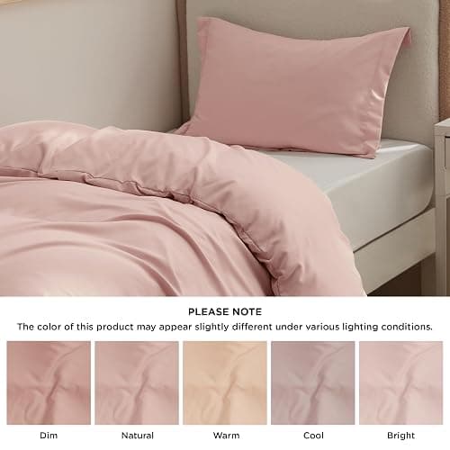 Bedsure Duvet Cover Twin/Twin XL Size - Soft Double Brushed Bedding Set for Kids & Adults, Zipper Closure, 2 Pieces, Includes 1 Duvet Cover (68"x90") & 1 Pillow Sham, NO Comforter, Blush Pink thumbnail 5