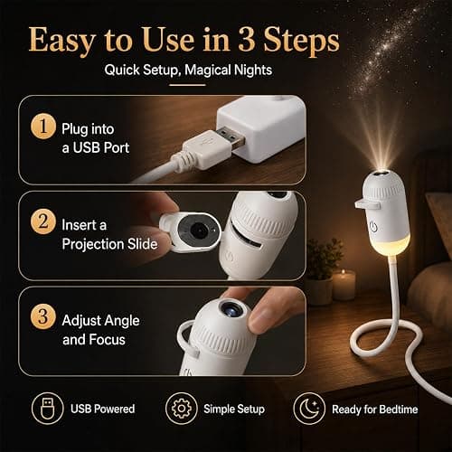 Galaxy Starry Sky Night Light Projector, 2-in-1 Portable with 12 Projection Films, 360° Adjustable Brightness Control Eye‑Caring LED Night Light for Kids Adults Bedroom Home Ceiling Car Decor Gift thumbnail 6