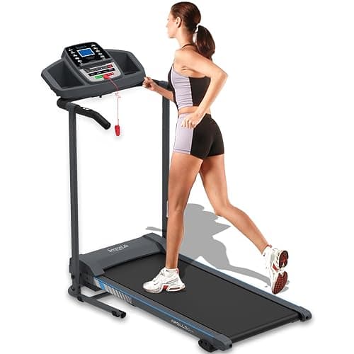 SereneLife Electric Folding Treadmill Exercise Machine - Smart Compact Digital Fitness Treadmill Workout Trainer w/Bluetooth App Sync, Manual Incline Adjustment, for Walking, Running, Gym - Image 1