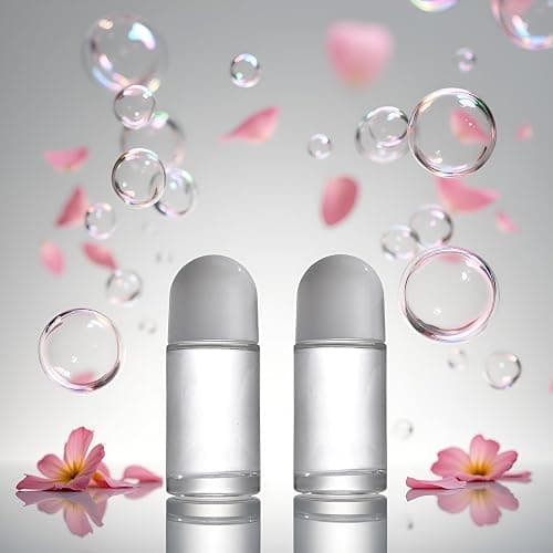 2Pcs White 50ML Glass Empty Roller Bottles with Plastic Roller Ball, Deodorant Roll On Containers Leak Proof Massage Ball Bottles with Cap for Essential Oil Perfume Cosmetics thumbnail 7