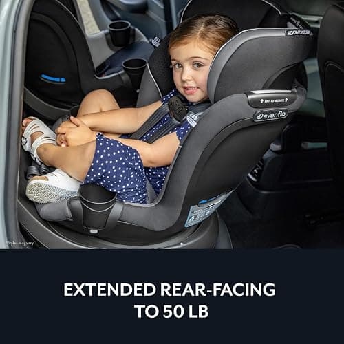 Evenflo Revolve360 Slim 2-in-1 Rotating Car Seat | with Quick Clean Cover, Rear-Facing and Forward-Facing Modes, Infant-6 Years, 4-65 lbs (Salem Black) thumbnail 6