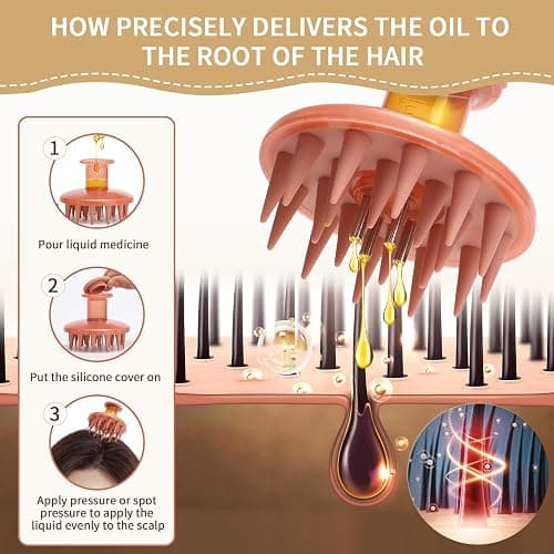 Hair Growth Oil Applicator, Hair Oil Comb for Serums and Oils, Scalp Applicator Comb with Silicone bristles for Scalp Massager Relaxing, Root Comb Applicator for Hair Care and Nourishment (Complexion) thumbnail 2