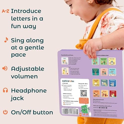 Cali's Books Alphabet Music Book for Toddlers 1-3 Years Old | Headphone Jack for Private Listening, USB-C Rechargeable, Learn ABC Musical Book thumbnail 6