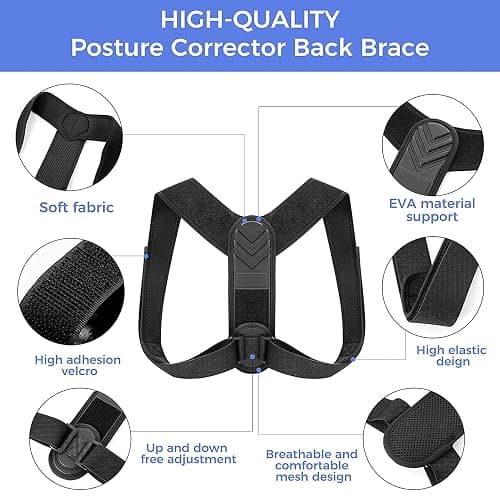 Posture Corrector for Women and Men, Back Brace Adjustable Upper Posture Support, Back Support, Comfortable Back Straightener Support for Clavicle Support, and Providing Pain Relief from Neck (Large) thumbnail 6