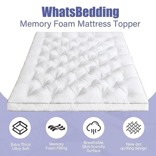 WhatsBedding 4 Inch Memory Foam Mattress Topper Twin for Back Pain Relief, Filled with Breathable Gel Memory Foam, Fluffy Comfort Supportive Pillow Top Mattress Topper, 75x39x4in thumbnail 4
