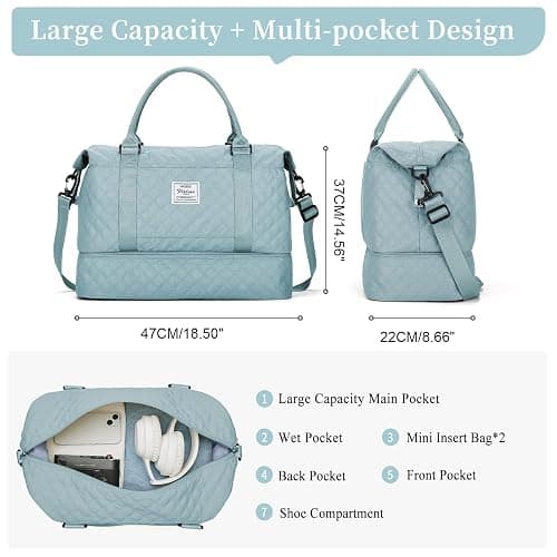 Weekender Bags for Women, Carry on Overnight Weekend Travel Duffel Bag with Shoes Compartment &Toiletry Bag, Personal Item Bag for Travel Business Trips Sport Hospital thumbnail 5