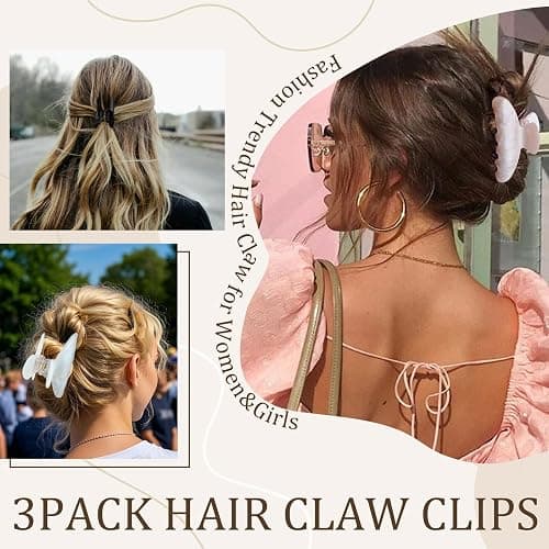 Aprince Claw Clips for Women 3Pcs, Acrylic Claw Clips Non-slip, Large Hair Clips for Thick Hair, Marble Clip Strong Hold, Banana Clip French Barrettes, Cute Hair Clips Glitter (multicolor1) thumbnail 2