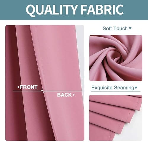 ChrisDowa Small Window Curtains 40 inches Long for Bedroom - Grommet Short Thermal Insulated Room Darkening Curtains for Kitchen (2 Panels, Pink, 29 x 40 Inch) thumbnail 4