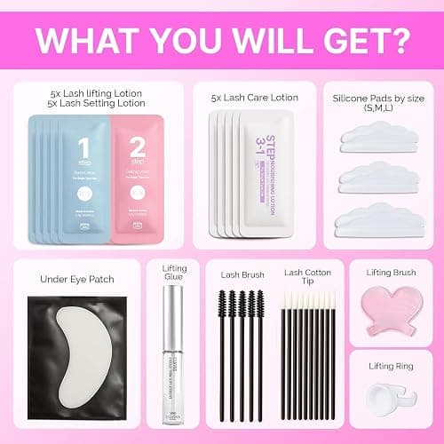 Korean Lash Lift Kit - 5 Sets At Home Eyelash Perm Kit with Upgraded Glue, Eyelash Lift, DIY Lash Perm Easy for Beginner & Professional, Semi Permanent Perming Wave Suitable For Salon & Home thumbnail 8