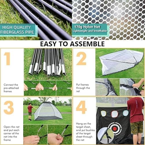 Golf Net, Easy POP UP Golf Practice Hitting Nets with Turf Mat, Easy to Install 10x7.5FT All in 1 Hitting Aid Backyard Driving Chipping Swing Training, Idea Gifts for Men thumbnail 5