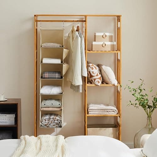 YOUDENOVA Hanging Closet Organizer, 6-Shelf Closet Hanging Storage Shelves, 2 Packs, Beige thumbnail 2