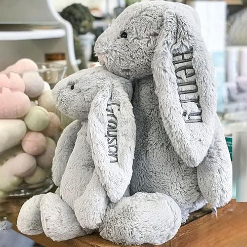Embroidered Plush Bunny With Child'S Name HandMade Custom Plush Toy Child'S First Easter Gift thumbnail 8
