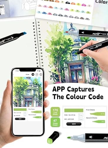 AEDAGA 120 Colours Alcohol Markers with Free App Dual Tip Alcohol Pens | Chisel and Fine Tip | Non-Toxic | Fast-Drying| Blendable | Colouring Pens for Adults, Anime, Manga,Drawing, Sketching thumbnail 5