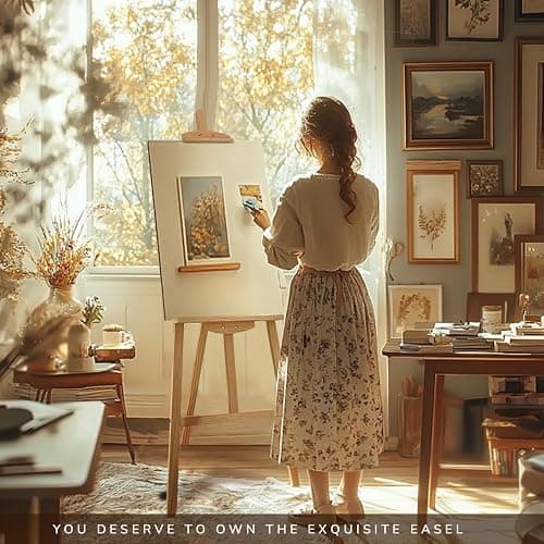 Stuelloaf Adjustable Natural Pine Wooden Painting Basic Easel, Pine Art Easel Stand Hold up to 43'', Painting Canvas for Wedding Sign and Poster, Drawing for Adults, Begginners and Students-New Type thumbnail 2
